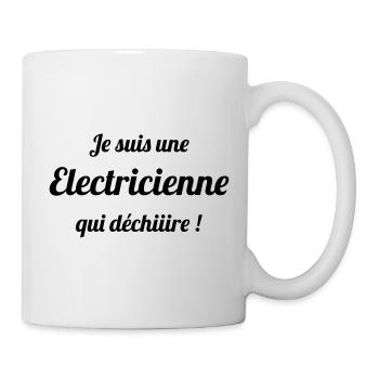 Électricienne Qui Déchire : La Pro du Câblage - Mug blanc - blanc - Droite