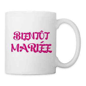 Futur Mariée EVJF : Design Girly Rose et Festif - Mug blanc - blanc - Droite