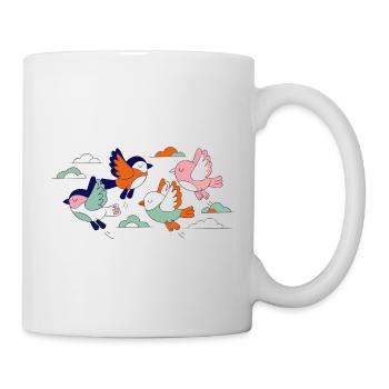 Lebhafte Schwarmfliegende Vögel - Tasse - Weiß - Rechts