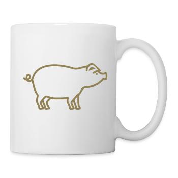 Cute Pig Silhouette Minimalist Farmer - Mug - white - Right