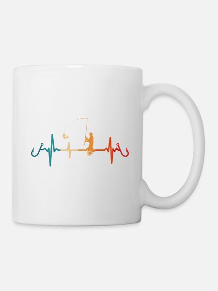 Angler Herzschlag Angeln Fischer  - Tasse - Weiß