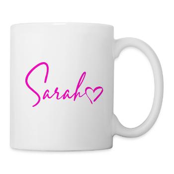 Sarah Signatur Neon Pink - Tasse - Weiß - Rechts