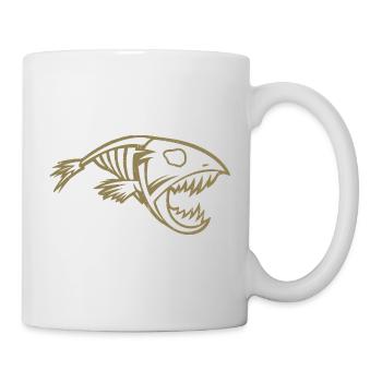 Minimalistische Piranha Silhouette Angler Fisch - Tasse - Weiß - Rechts