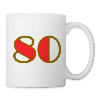 80. 80 JAHRE. 80. JUBILÄUM. 80-JAHRES-JUBILÄUM. - Tasse - Weiß - Rechts
