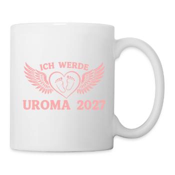 Ich werde Uroma 2027 – Werdende Urgroßmutter - Tasse - Weiß - Rechts