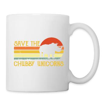 Sauvez le coucher de soleil rétro des licornes potelées - Mug blanc - blanc - Droite