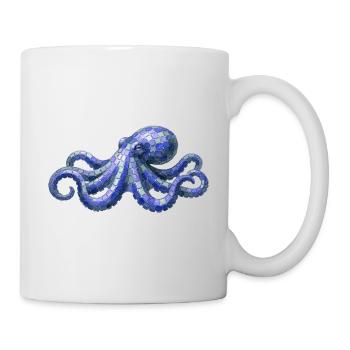 Poulpe en mosaïque - Conception maritime pour éventails de mer - Mug blanc - blanc - Droite