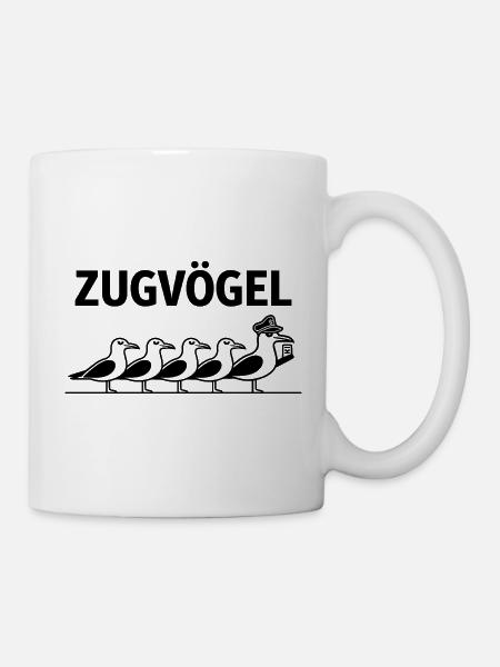 Zugvögel Bahn Schaffner Möwen Cartoon Eisenbahn - Tasse - Weiß