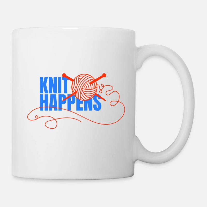 Knit Happens Logo Strickdesign - Tasse - Weiß