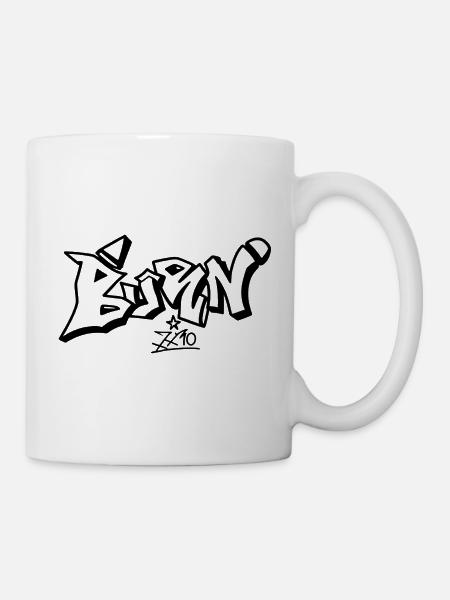 Composition abstraite en lin noir - Mug blanc - blanc
