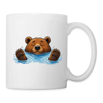 Bear Bathing in Water Funny Animal Motif - Mug - white - Right