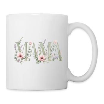 Mama Blüten Typografie Design - Tasse - Weiß - Rechts