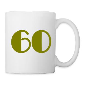 60. 60 JAHRE. 60-JÄHRIGES JUBILÄUM. 60. GEBURTSTAG. - Tasse - Weiß - Rechts