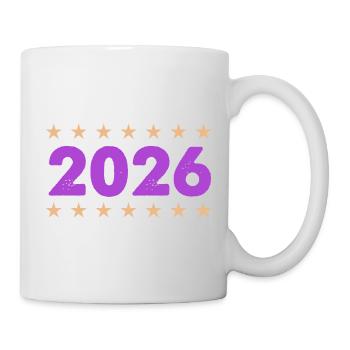 Jahr 2026 in Lila mit Sternen - Tasse - Weiß - Rechts