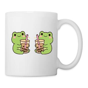 Kawaii Bubble T-Frogs – süßes Frosch Duo (minimal) - Tasse - Weiß - Rechts