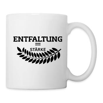 ENTFALTUNG – Modernes Spirituelles Shirt - Tasse - Weiß - Rechts