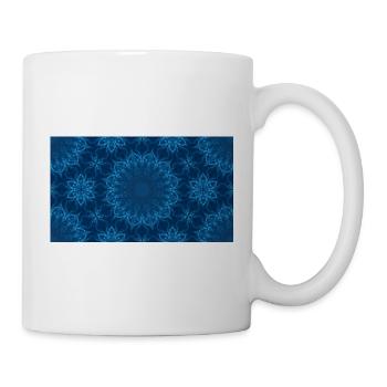 Blue Ocean Mandala Muster – Abstraktes Wasser-Kaleid - Tasse - Weiß - Rechts