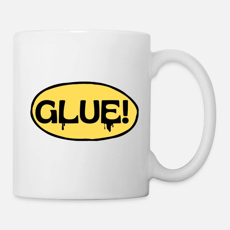 Colle ! Logo adhésif jaune - Mug blanc - blanc
