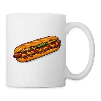 Cartoon Hotdog Illustration - Tasse - Weiß - Rechts