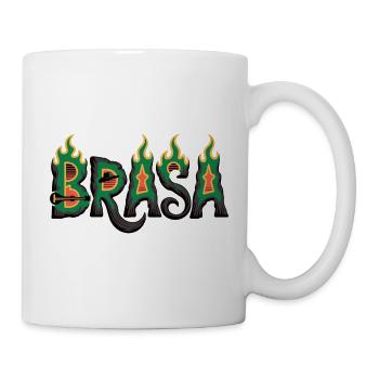 T-shirt Brésil avec flammes – Motif de football samba - Mug blanc - blanc - Droite