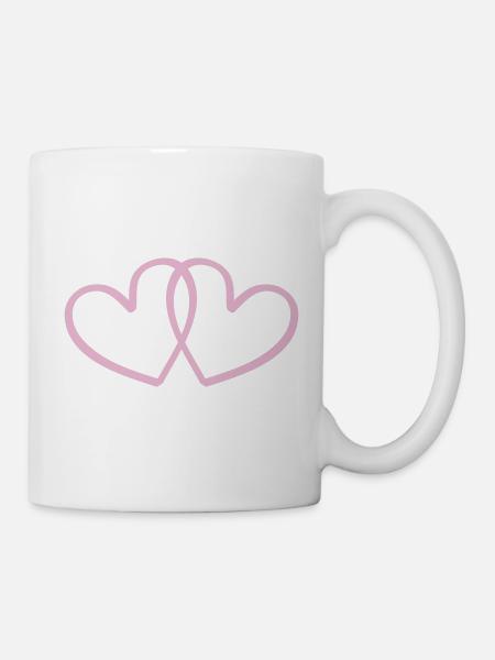 Verschlungene Herzen Linienkunst - Tasse - Weiß