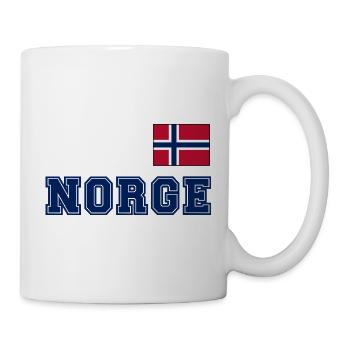 NORWEGN - NORGE Trikot Look - Flagge auf der Brust - Tasse - Weiß - Rechts