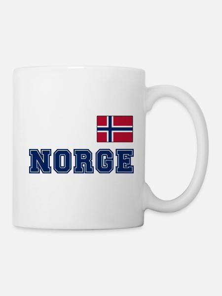 NORWEGN - NORGE Trikot Look - Flagge auf der Brust - Tasse - Weiß