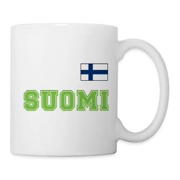 FINNLAND - SUOMI Trikot Look - Flagge auf Brust - Tasse - Weiß - Rechts