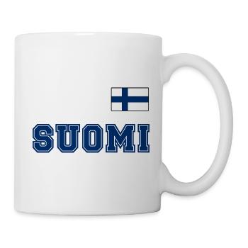 FINNLAND - SUOMI Trikot Look - Flagge auf Brust - Tasse - Weiß - Rechts