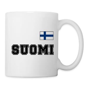 FINNLAND - SUOMI Trikot Look - Flagge auf Brust - Tasse - Weiß - Rechts