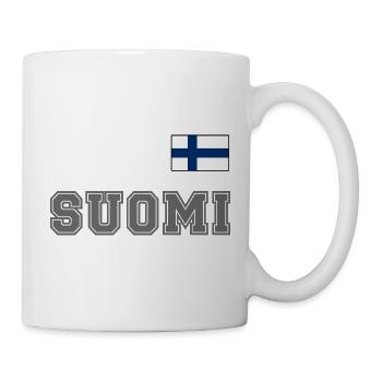 FINNLAND - SUOMI Trikot Look - Flagge auf Brust - Tasse - Weiß - Rechts