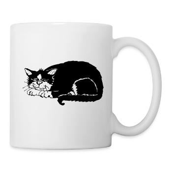 Katze chillig Kater relaxen - Tasse - Weiß - Rechts