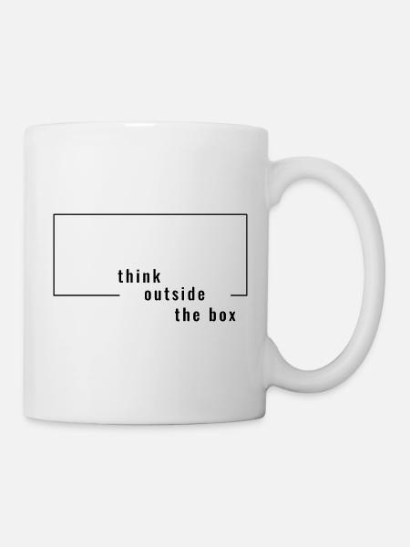 Think Outside The Box – Minimalist design - Tasse - Weiß