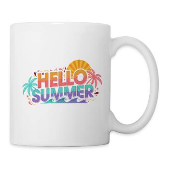 Hello Summer Palm Trees Waves Color Explosion - Mug - white - Right