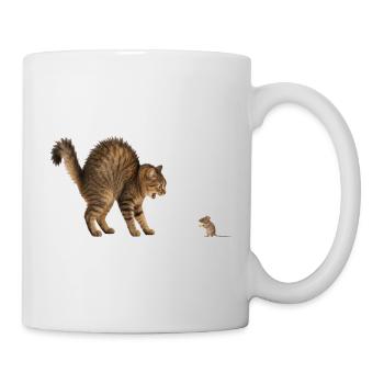 Le chat et la souris | Motif drôle d’animal - Mug blanc - blanc - Droite