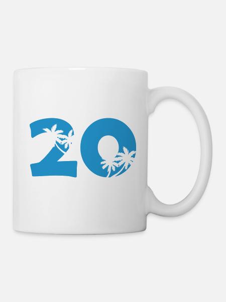 20 Palmenstrand Jubiläum - Tasse - Weiß