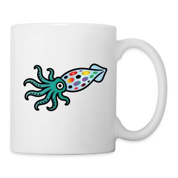 Bunter Tintenfisch | Maritimes Kunstmotiv  - Tasse - Weiß - Rechts