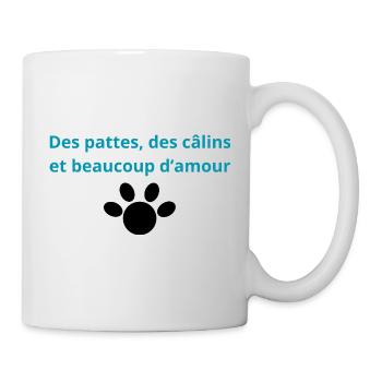 Des_pattes-_des_câlins_et_beaucoup_damour - Mug blanc - blanc - Droite