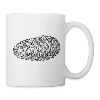 Art en trait en cône de pin enroulée - Mug blanc - blanc - Droite