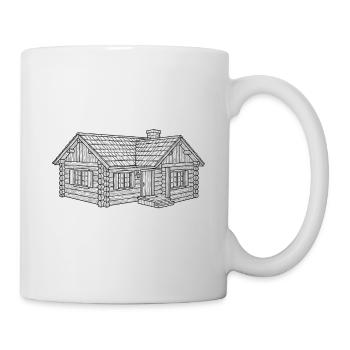 Rustikale Blockhütten-Skizze - Tasse - Weiß - Rechts