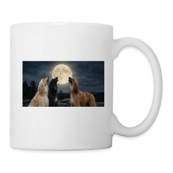 Howling to the Moon Meme Animal Dog Afghan - Mug - white - Right