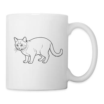 Katzenlinienzeichnung Noir Stil - Tasse - Weiß - Rechts