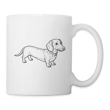 Dackel Linienkunst Silhouette - Tasse - Weiß - Rechts