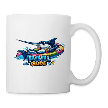 Glise de piscine : Marlin surfeur dans la piscine - Mug blanc - blanc - Droite