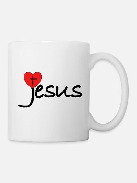 Jesus Herz mit Kreuz  - Tasse - Weiß