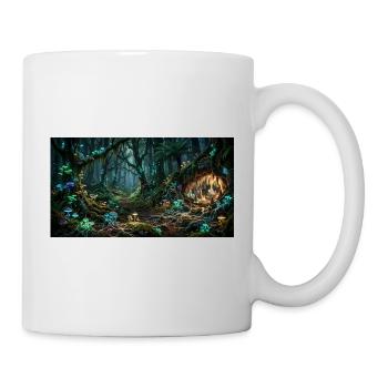 Chemin de la forêt de champignons lumineux dans le brouillard - Mug blanc - blanc - Droite