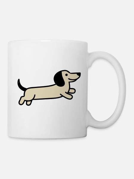 Dackel Hund Laufen Hundebesitzer Gassi - Tasse - Weiß