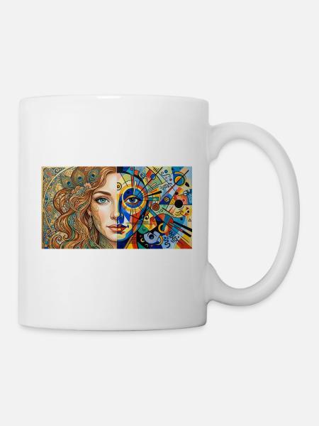 Dual Portrait: Nature Meets Abstract - Mug - white