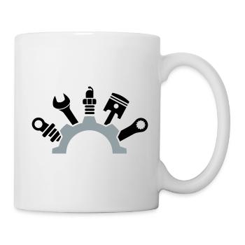 KFZ Mechaniker Werkzeug Logo - Tasse - Weiß - Rechts