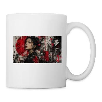 Asia Punk Art Geisha Grunge Portrait Street Art - Tasse - Weiß - Rechts